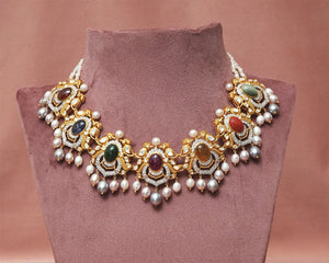 Buy Myra Navratna Necklace Set Online