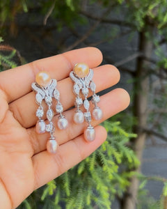 Radiant Pearl & Diamond Earrings