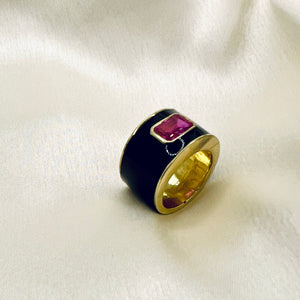 Buy Ruby & Black Enamel Ring for women online in India